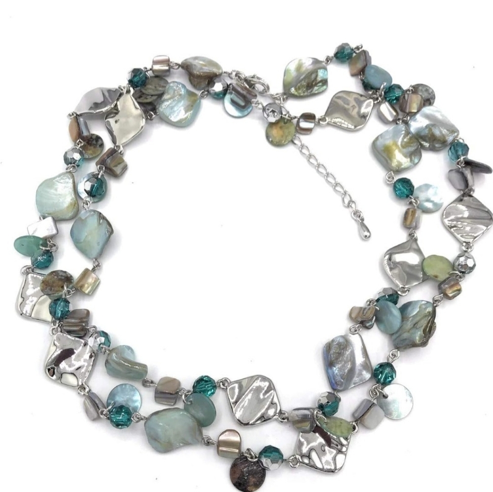 Lia Sophia Ocean Air Necklace Retired with Genuine Abalone and Mother of Pearl